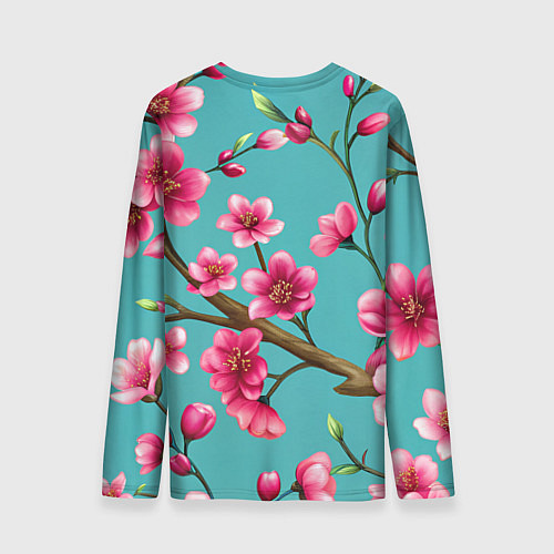 Мужской лонгслив Ветка розовой сакуры / 3D-принт – фото 2