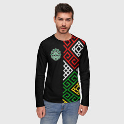 Лонгслив мужской Башкортостан - орнамент, цвет: 3D-принт — фото 2