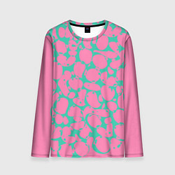 Мужской лонгслив Бирюзовая паутина на розовом