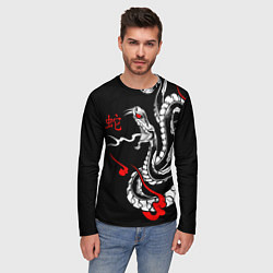 Лонгслив мужской Иллюстрация змеи в японском стиле, цвет: 3D-принт — фото 2