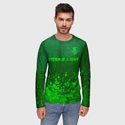 Лонгслив мужской System of a Down - green gradient посередине, цвет: 3D-принт — фото 2