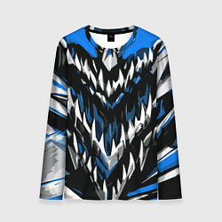 Лонгслив мужской Абстрактные бело-синие шипы, цвет: 3D-принт