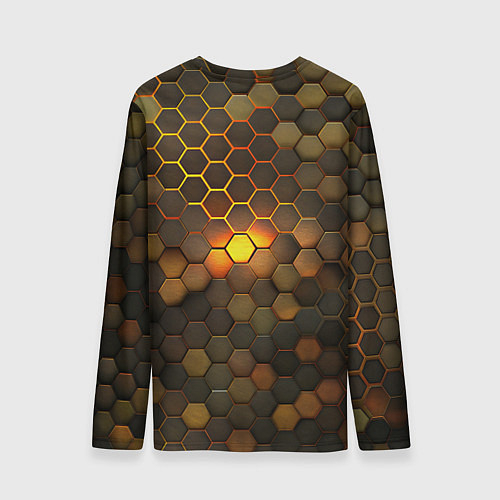 Мужской лонгслив Светящиеся коричневый соты - тепловая энергия / 3D-принт – фото 2
