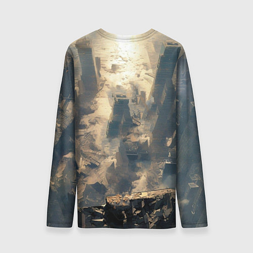 Мужской лонгслив Девушка и город / 3D-принт – фото 2