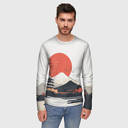 Лонгслив мужской Японский осенний пейзаж, цвет: 3D-принт — фото 2