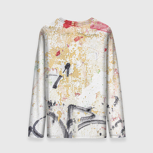 Мужской лонгслив Стена с потрескавшейся краской и надписи / 3D-принт – фото 2