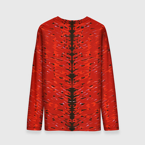 Мужской лонгслив Чёрная вертикальная полоса на красном фоне / 3D-принт – фото 2