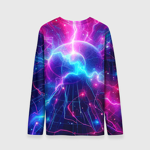 Мужской лонгслив Космическая неоновая абстракция - нейроарт / 3D-принт – фото 2