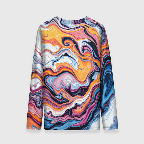 Мужской лонгслив Жидкие разноцветные краски / 3D-принт – фото 2