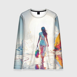 Мужской лонгслив Девушка на фантастическом пляже