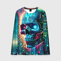 Мужской лонгслив Cool cyber skull - neon glow