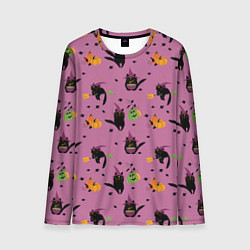 Мужской лонгслив Хэллоуин и кот ведьмы