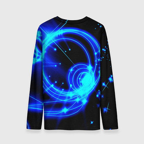 Мужской лонгслив Оптические синие волны / 3D-принт – фото 2