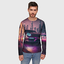 Лонгслив мужской Porshe ночной город, цвет: 3D-принт — фото 2