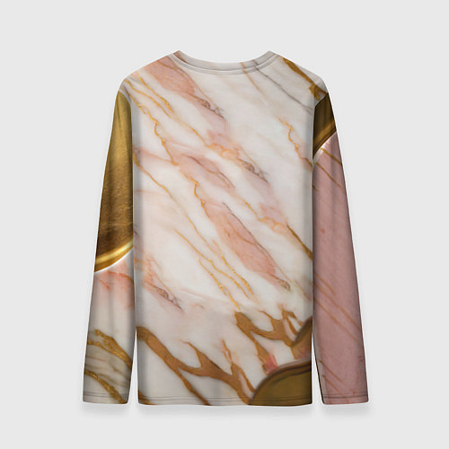 Мужской лонгслив Фарфоровый лебедь и лотос на розовом мраморе / 3D-принт – фото 2