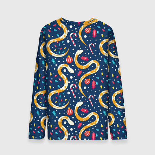 Мужской лонгслив Новогодний паттерн символ года 2025 / 3D-принт – фото 2