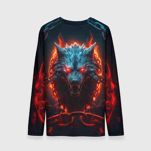 Мужской лонгслив Агрессивный волк в цепях / 3D-принт – фото 2