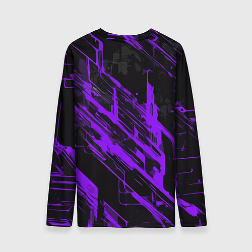 Мужской лонгслив Purple stripes on a black background / 3D-принт – фото 2