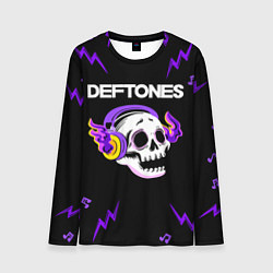 Мужской лонгслив Deftones неоновый череп