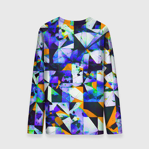 Мужской лонгслив Жёлто-синяя тревожная абстракция на белом фоне / 3D-принт – фото 2