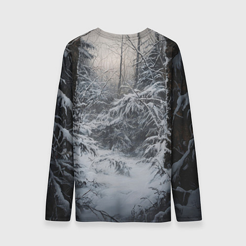 Мужской лонгслив Настороженный черный лис / 3D-принт – фото 2