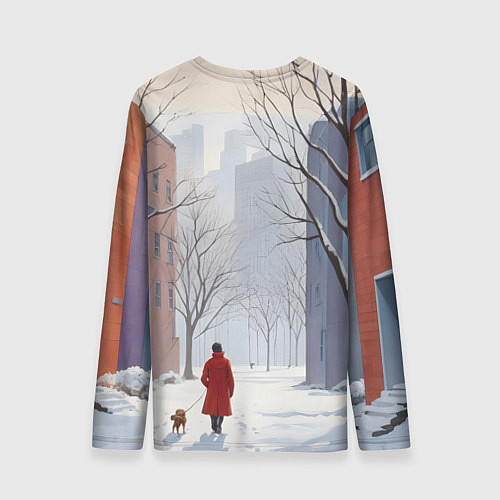 Мужской лонгслив Прогулка зима / 3D-принт – фото 2