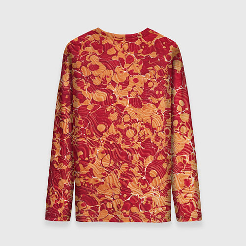Мужской лонгслив Абстрактная текстура - красно-оранжевая рябь / 3D-принт – фото 2