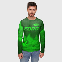 Лонгслив мужской Ford - green gradient посередине, цвет: 3D-принт — фото 2