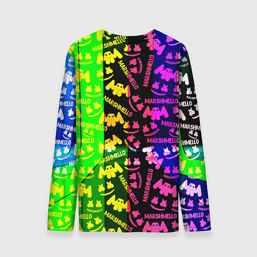 Мужской лонгслив Marshmello pattern neon steel / 3D-принт – фото 2