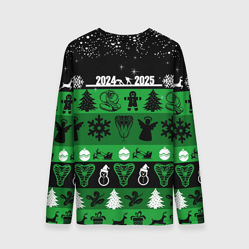Мужской лонгслив Новогодняя с оленями и змеями / 3D-принт – фото 2