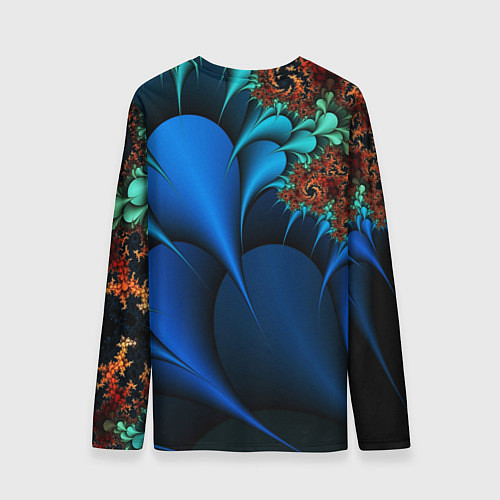 Мужской лонгслив Фрактальный узор голубой / 3D-принт – фото 2