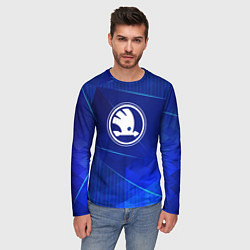 Лонгслив мужской Skoda blue poly, цвет: 3D-принт — фото 2