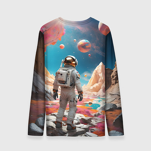 Мужской лонгслив Космонавт на розовой планете / 3D-принт – фото 2