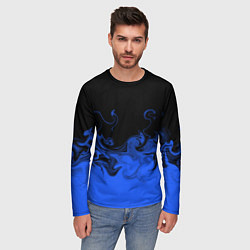 Лонгслив мужской Абстрактный синий огонь, цвет: 3D-принт — фото 2