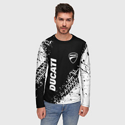Лонгслив мужской Ducati - следы от шин, цвет: 3D-принт — фото 2