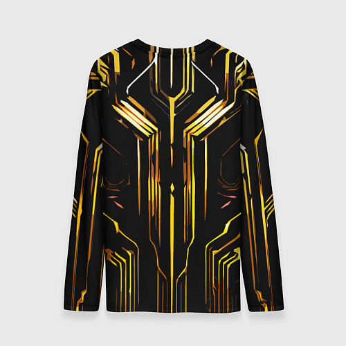 Мужской лонгслив Золотые полосы на чёрном фоне / 3D-принт – фото 2