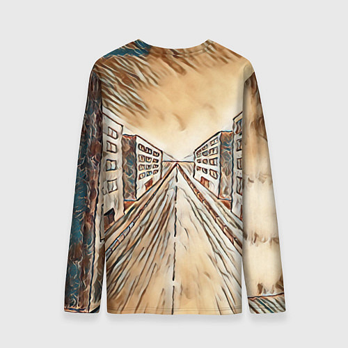Мужской лонгслив Перспектива мегаполиса / 3D-принт – фото 2