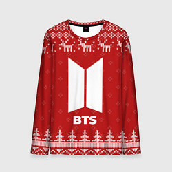 Лонгслив мужской Новогодний BTS с оленями, цвет: 3D-принт