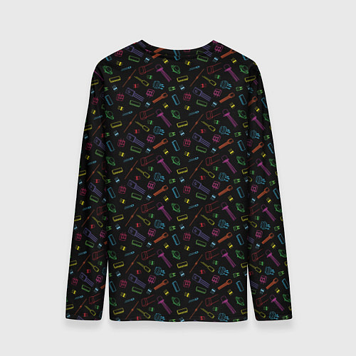 Мужской лонгслив Паттерн с разноцветными радиодеталями / 3D-принт – фото 2