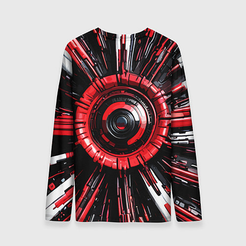 Мужской лонгслив Чёрно-красная сфера киберпанк / 3D-принт – фото 2