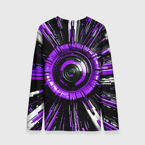 Мужской лонгслив Чёрно-фиолетовая сфера киберпанк / 3D-принт – фото 2