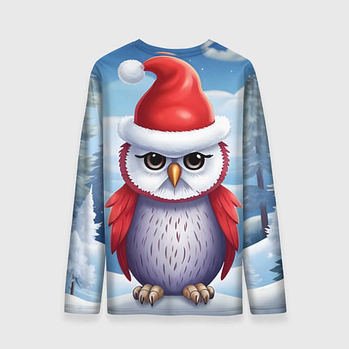 Мужской лонгслив Зимний совенок в шапочке / 3D-принт – фото 2