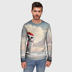 Лонгслив мужской Сова на фоне зимнего леса, цвет: 3D-принт — фото 2