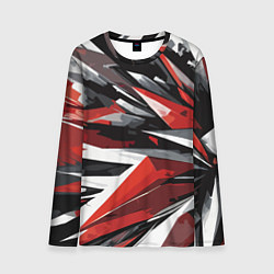 Лонгслив мужской Чёрно-красно-белая абстракция, цвет: 3D-принт