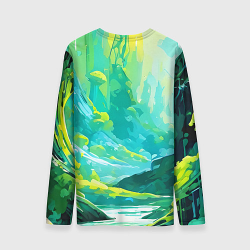 Мужской лонгслив Зелёная кислотная абстракция / 3D-принт – фото 2