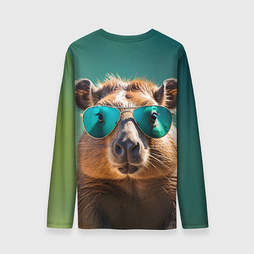 Мужской лонгслив Капибара на зеленом фоне / 3D-принт – фото 2