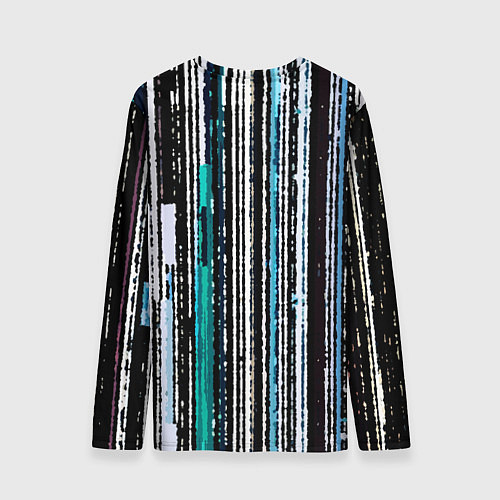 Мужской лонгслив Полосатый сине-зелёный рваные полосы / 3D-принт – фото 2