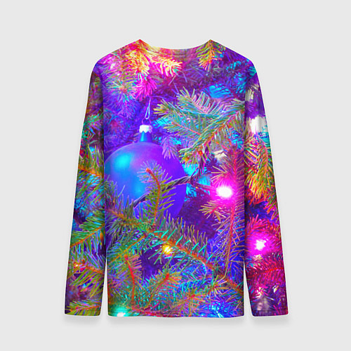 Мужской лонгслив Новогоднее свечение гирлянд / 3D-принт – фото 2