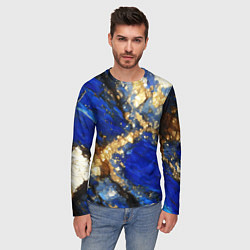 Лонгслив мужской Золотой минерал в синем камне, цвет: 3D-принт — фото 2
