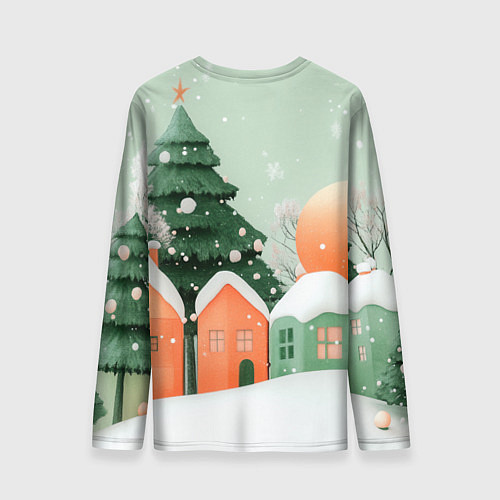 Мужской лонгслив Новогодняя змейка в шарфике / 3D-принт – фото 2